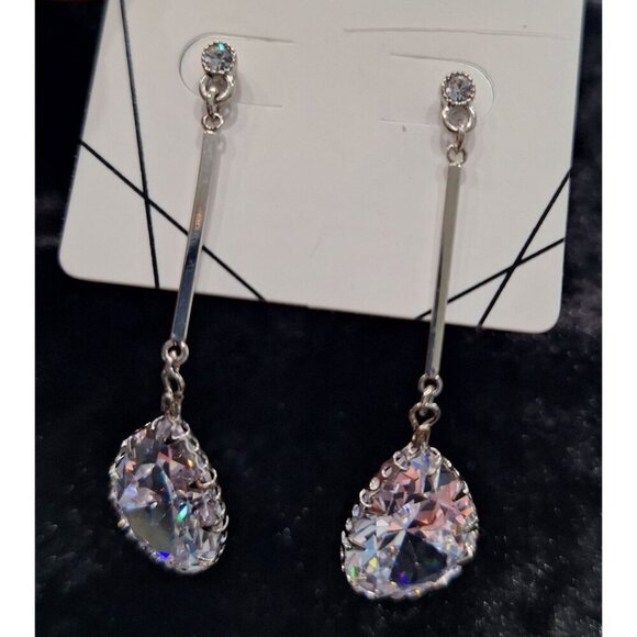 Aldo Cubic Zirconia Chandelier Silver-Tone Drop Earrings A - Picture 4 of 4